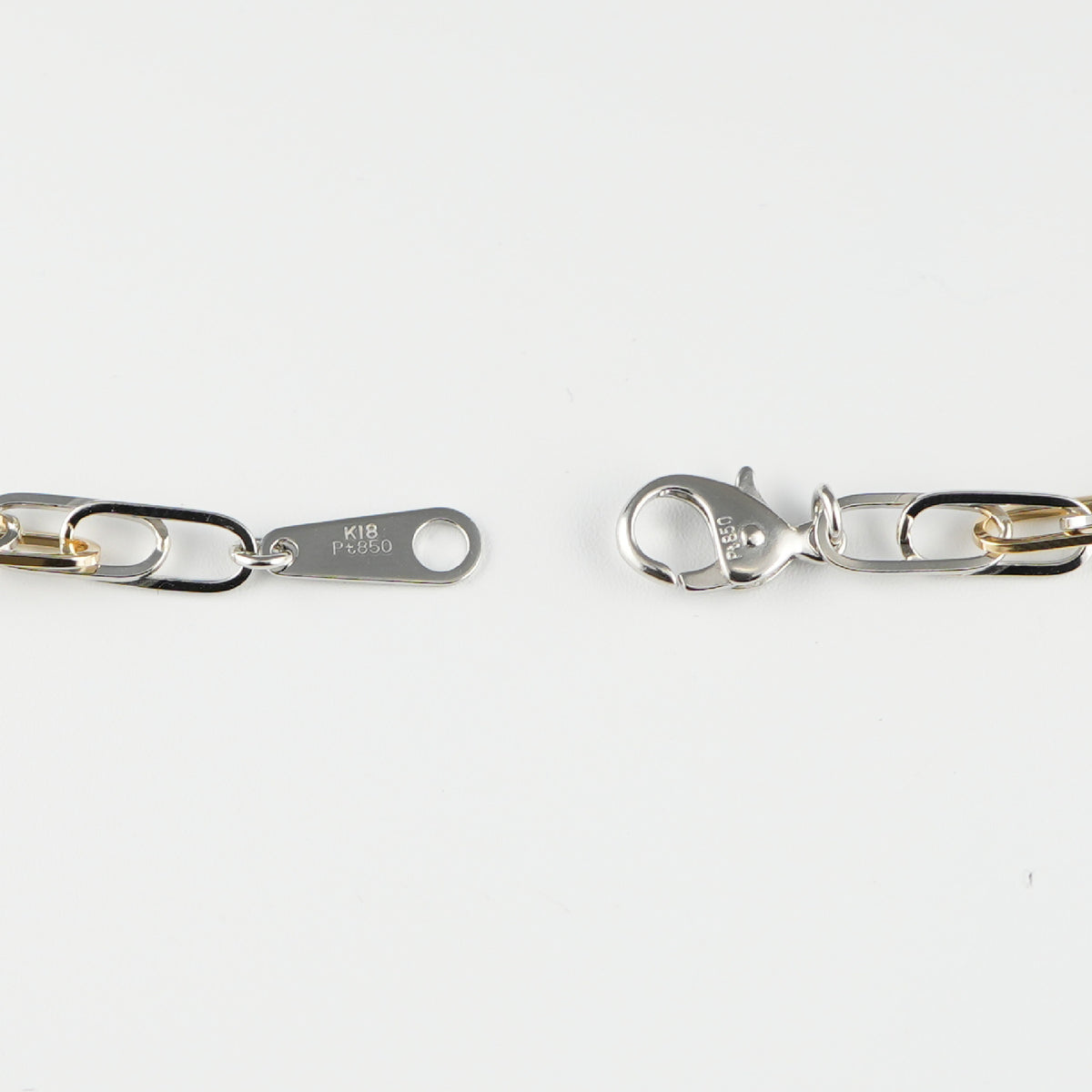 ダブル小豆チェーン ブレスレット K18 Pt850 コンビ 幅4.0mm 0.7角線 19cm