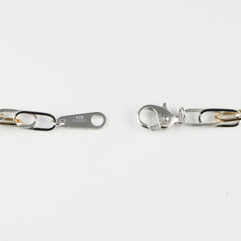 ダブル小豆チェーン ブレスレット K18 Pt850 コンビ 幅4.0mm 0.7角線 19cm