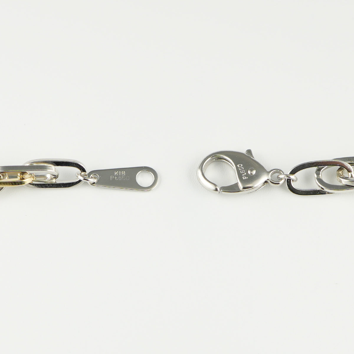 ダブルチェーン ブレスレット K18 Pt850 コンビ 幅4.7mm 1.0角線 20cm