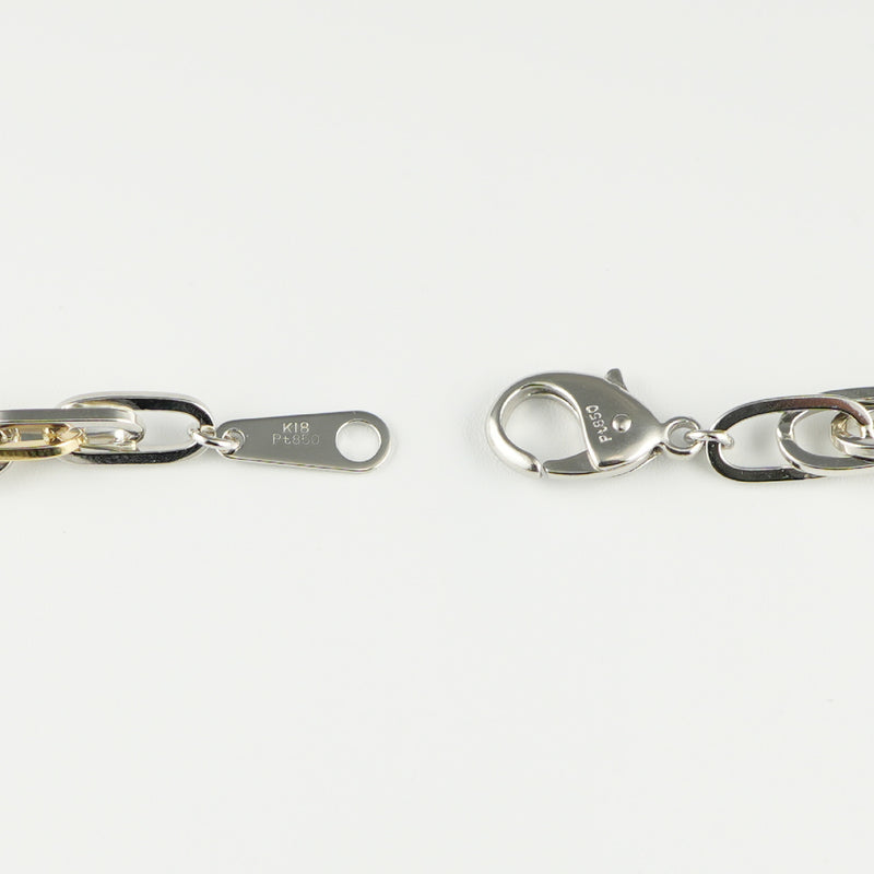 ダブル小豆チェーン ブレスレット K18 Pt850 コンビ 幅4.7mm 1.0角線 20cm
