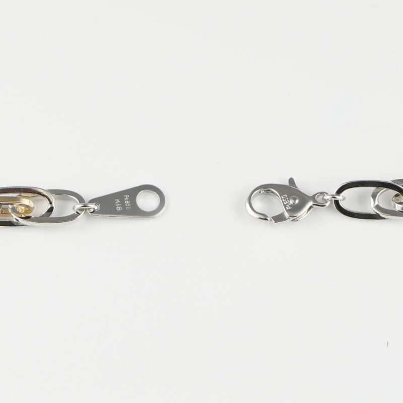 ダブル小豆チェーン ブレスレット K18 Pt850 コンビ 幅4.7mm 1.0角線 18cm