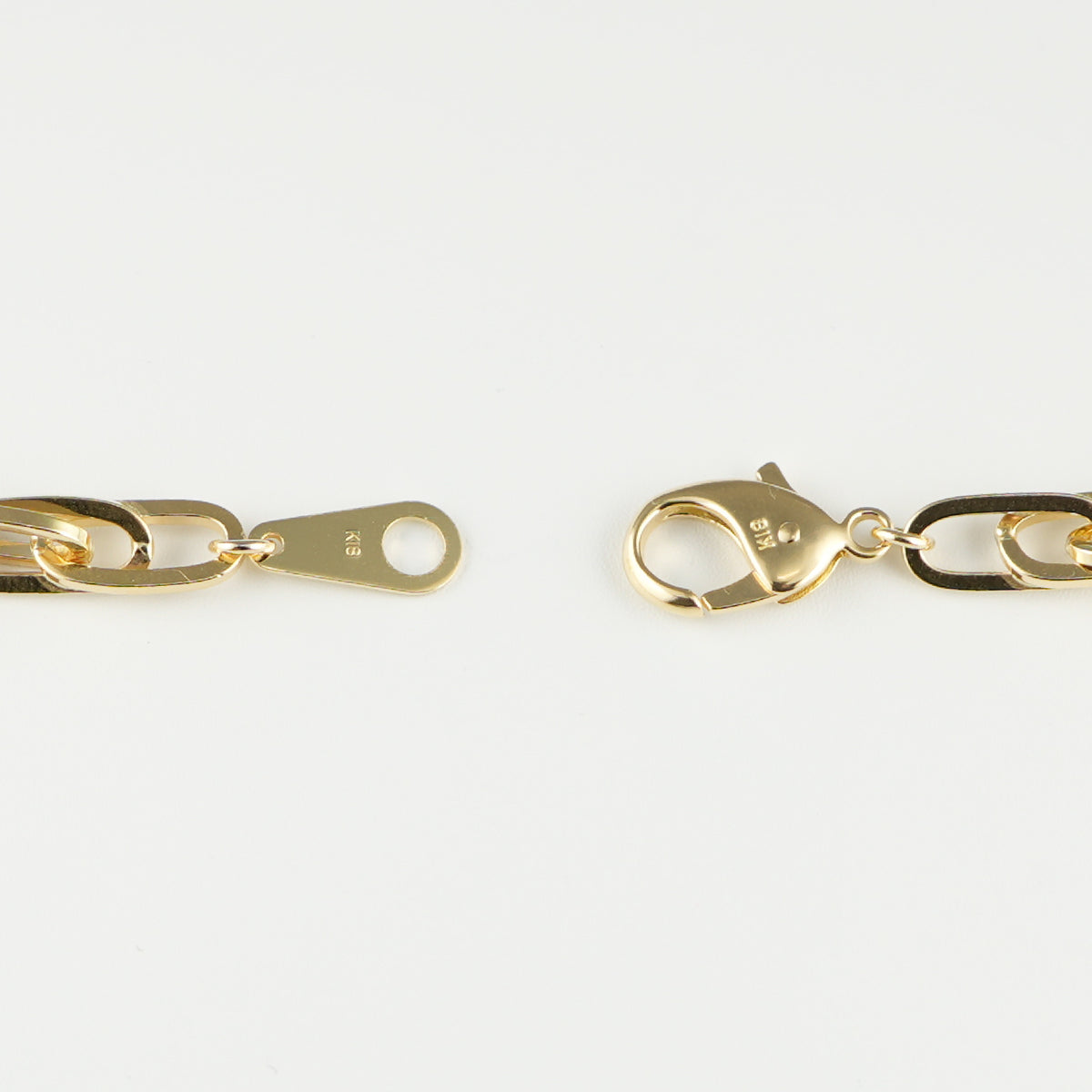 k18 ブレスレット 小豆チェーン 18㎝ ダブル小豆チェーン ブレスレット K18 幅4.7mm 1.0角線 18cm