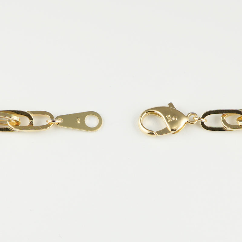 ダブル小豆チェーン ブレスレット K18 幅4.7mm 1.0角線 18cm