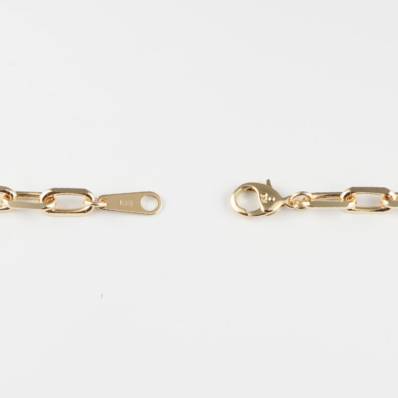 粗目小豆ブレスレット K18 幅4.8mm 1.5φ 16cm 小豆 チェーン