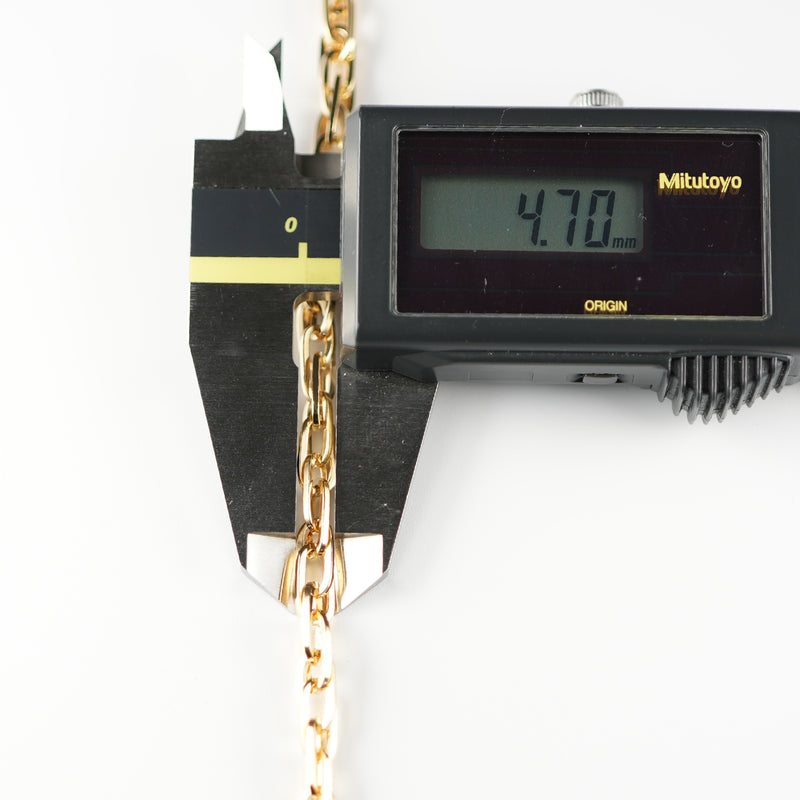 ダブル小豆チェーン ネックレス K18 幅4.7mm 1.0角線 50cm