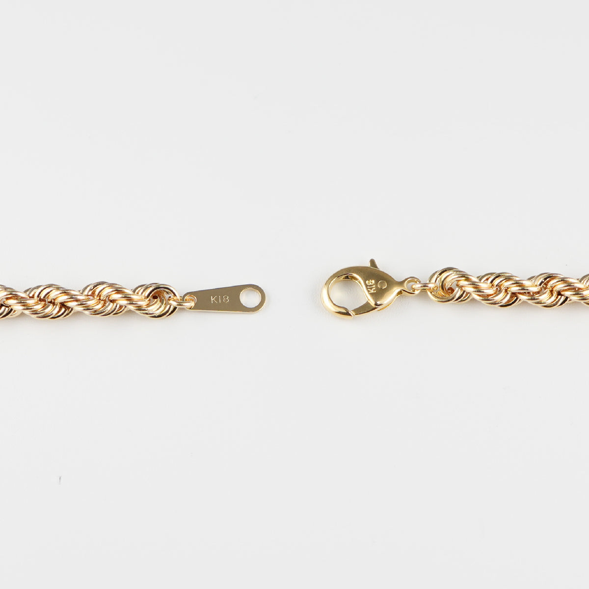 18金　16cm ロープ　ブレスレット　K18 パイプロープ ブレスレット K18 幅4mm 16cm