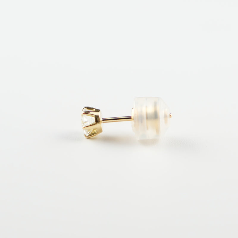 ピアス K18 6本爪 0.2ct ダイヤ付 片方 落ちにくいピアスキャッチ