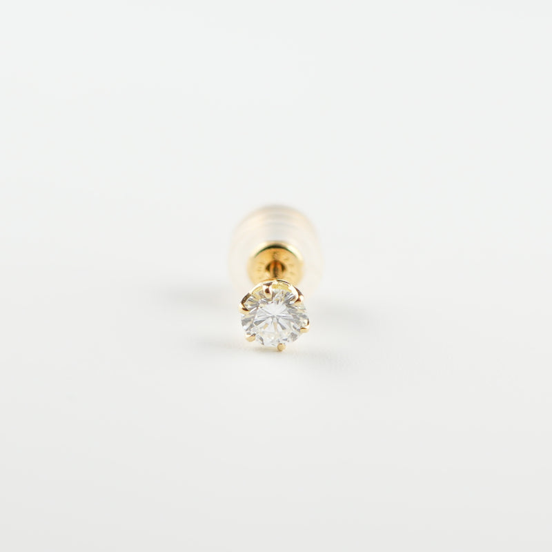 ピアス K18 6本爪 0.2ct ダイヤ付 片方 落ちにくいピアスキャッチ