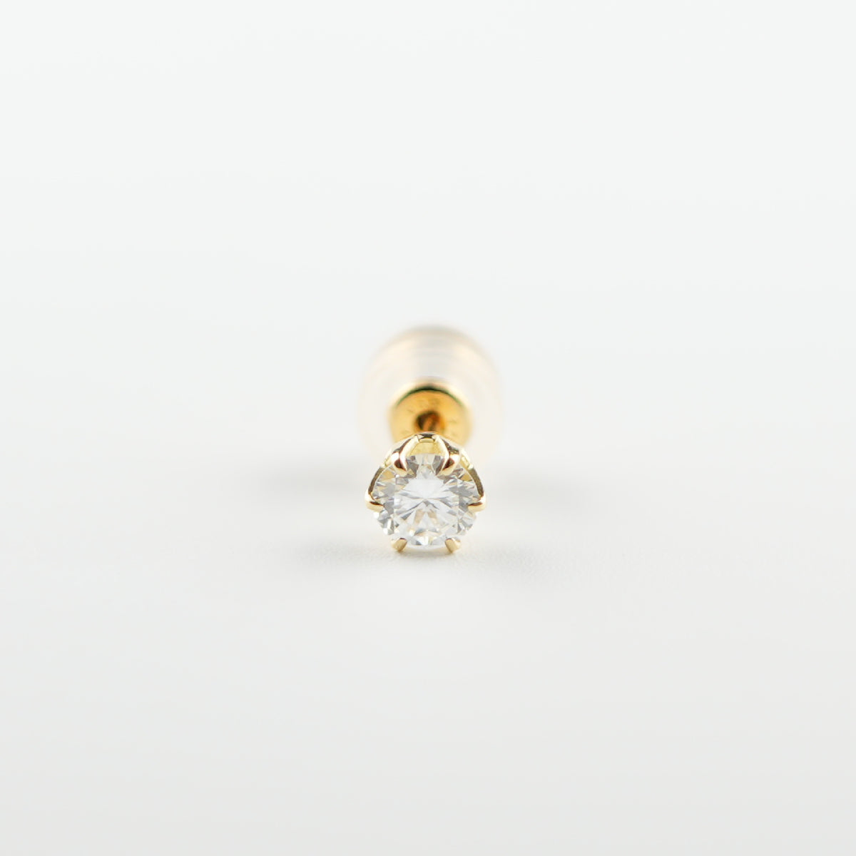 ピアス K18 6本爪 0.25ct ダイヤ付 片方 落ちにくいピアスキャッチ