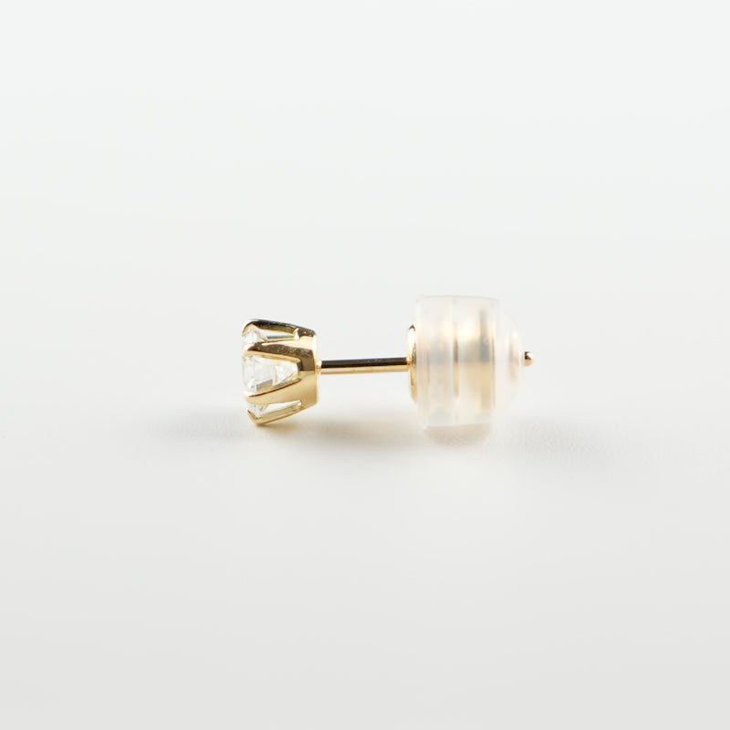 ピアス K18 6本爪 0.25ct ダイヤ付 片方 落ちにくいピアスキャッチ
