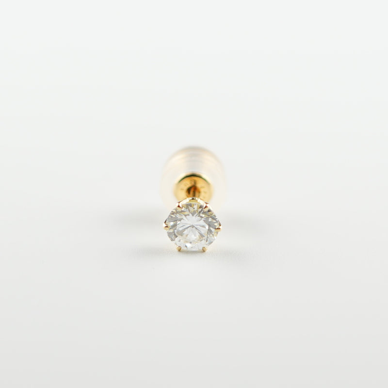 ピアス K18 6本爪 0.3ct ダイヤ付 片方 落ちにくいピアスキャッチ