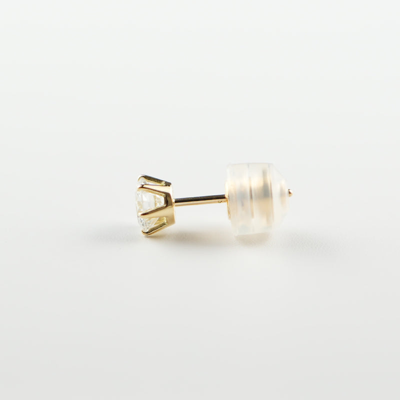 ピアス K18 6本爪 0.3ct ダイヤ付 片方 落ちにくいピアスキャッチ