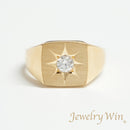 リング 印台(中) K18 0.3ct以上 ダイヤ付