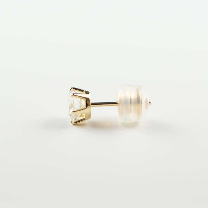 ピアス K18 6本爪 0.5ct ダイヤ付 片方 落ちにくいピアスキャッチ
