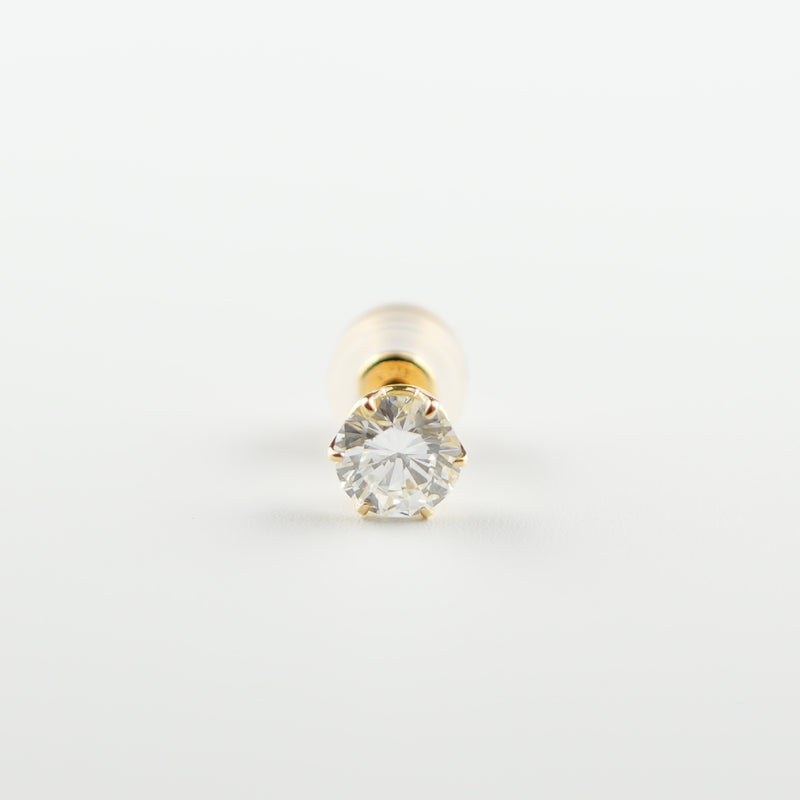 ピアス K18 6本爪 0.5ct ダイヤ付 片方 落ちにくいピアスキャッチ