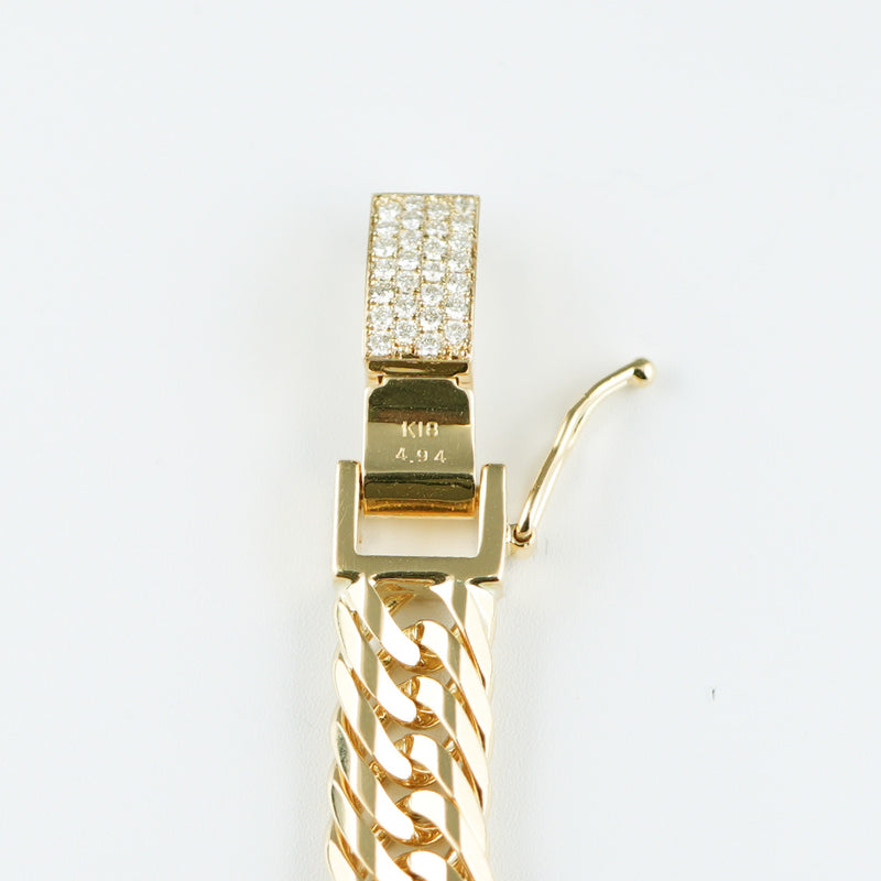 【要お問い合わせ】喜平 ネックレス K18 トリプル 12面 100g 50cm (出来上がり重量約95g前後) 造幣局検定マーク(ホールマーク)刻印入りベース アフターダイヤ留め加工(1コマ6pc留め) 喜平金具アフターダイヤ留め加工