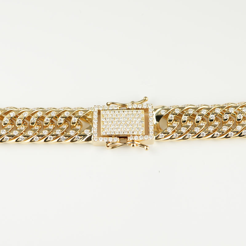 【要お問い合わせ】喜平 ネックレス K18 トリプル 12面 200g 52cm (出来上がり重量約190g前後) 造幣局検定マーク(ホールマーク)刻印入りベース アフターダイヤ留め加工(1コマ6pc留め) 喜平金具アフターダイヤ留め加工