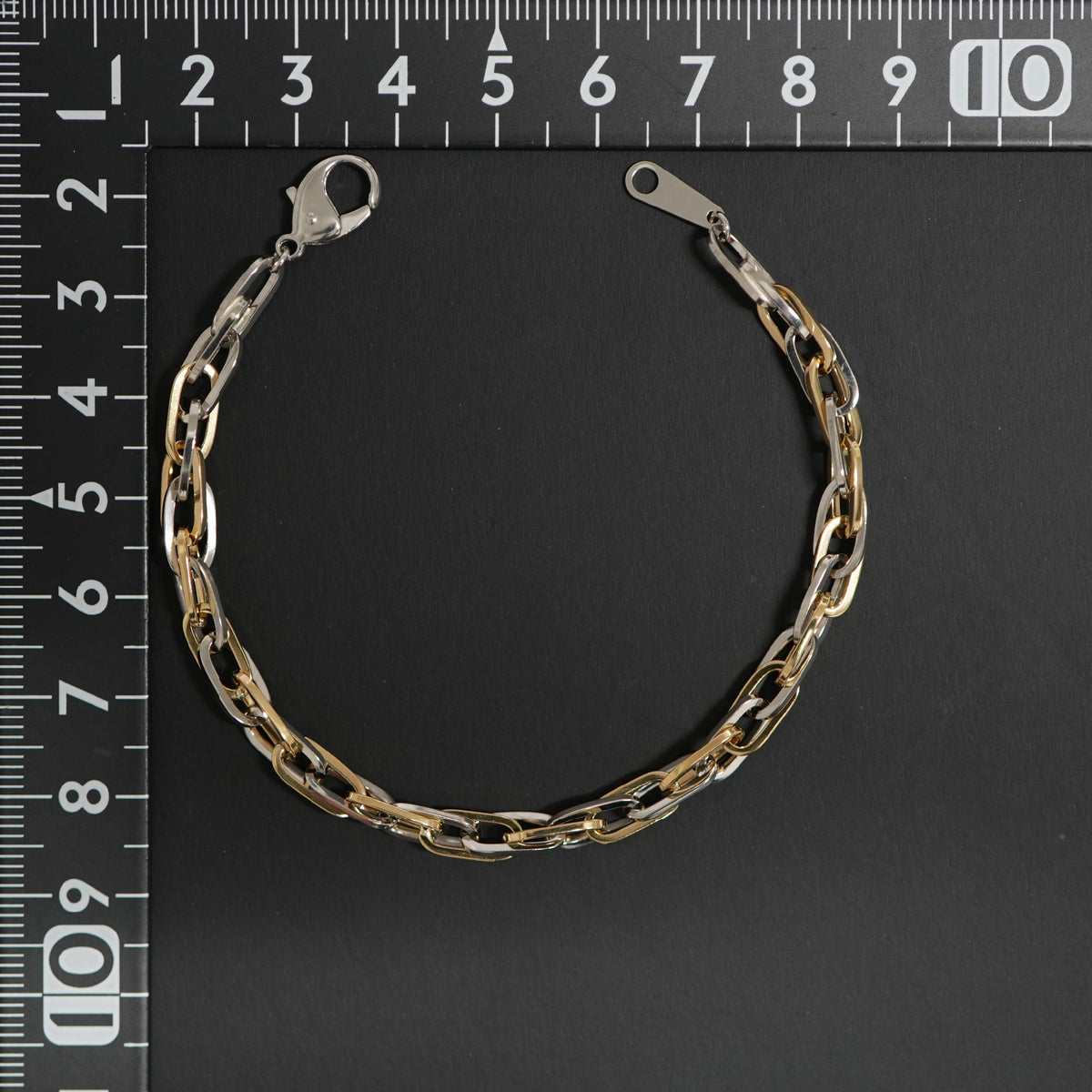 タイムセール♡Pt850 ミックスパーツ チェーン ブレスレット 18cm ダブルチェーン ブレスレット K18 Pt850 コンビ 幅4.7mm 1.0角線 18cm