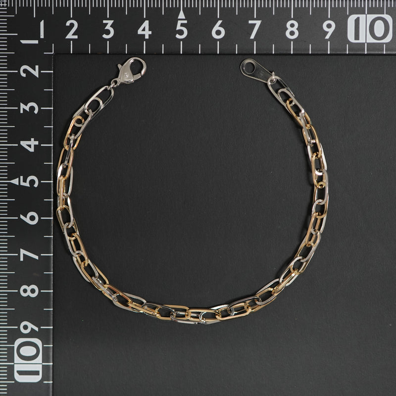 ダブル小豆チェーン ブレスレット K18 Pt850 コンビ 幅4.0mm 0.7角線 20cm