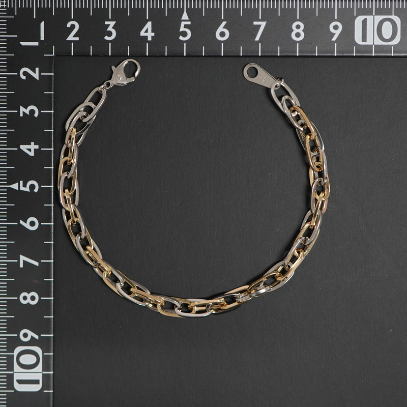 ダブル小豆チェーン ブレスレット K18 Pt850 コンビ 幅4.7mm 1.0角線 18cm