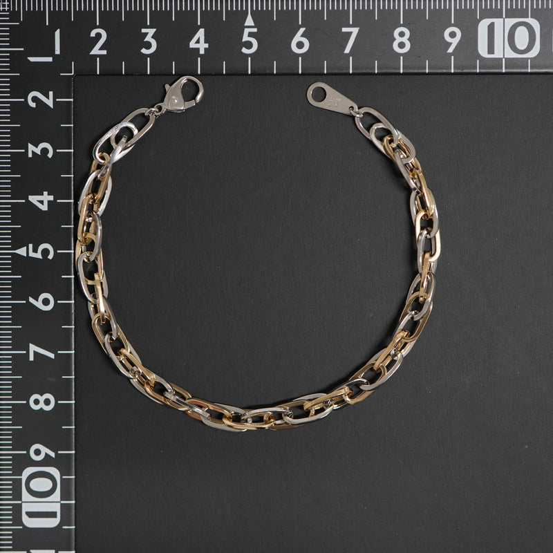 ダブル小豆チェーン ブレスレット K18 Pt850 コンビ 幅4.7mm 1.0角線 19cm