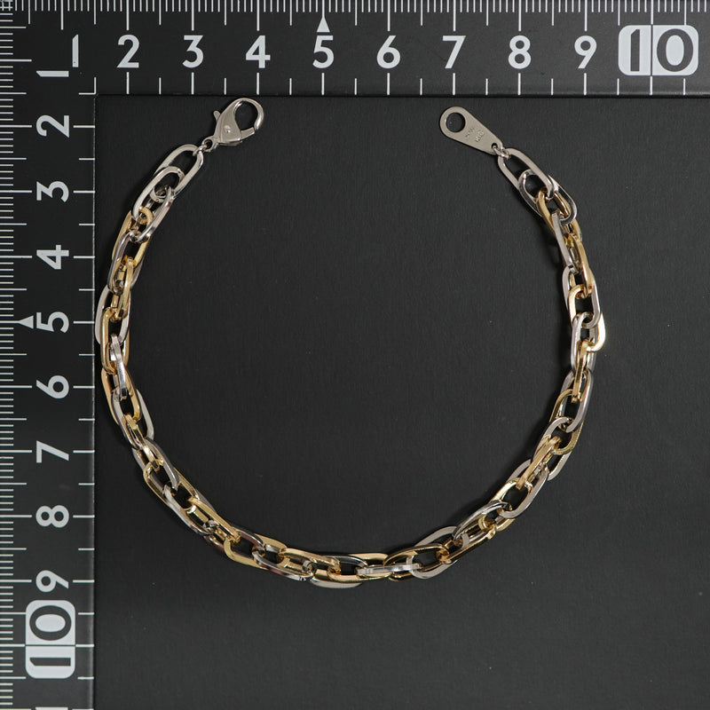 ダブル小豆チェーン ブレスレット K18 Pt850 コンビ 幅4.7mm 1.0角線 20cm