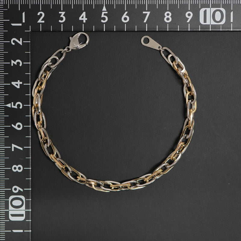 ダブル小豆チェーン ブレスレット K18 Pt850 コンビ 幅4.7mm 1.0角線 20cm