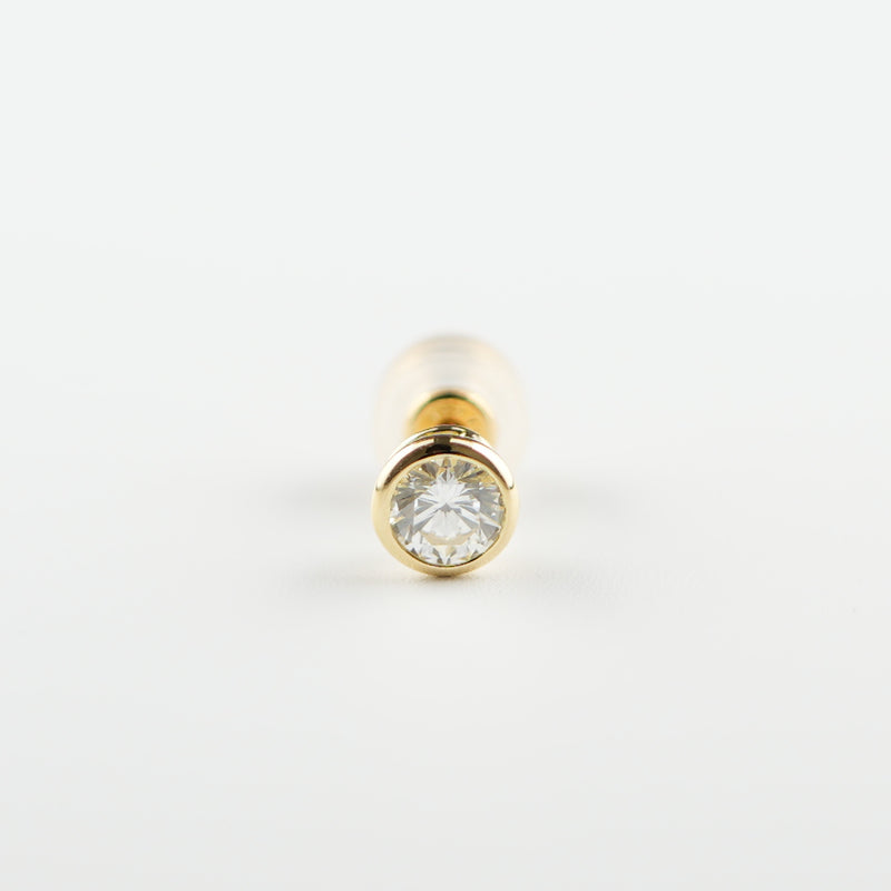 ピアス K18 フクリン留め 0.3ct ダイヤ付 片方 落ちにくいピアスキャッチ