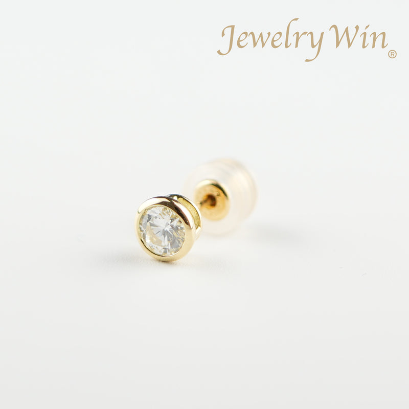 ピアス K18 フクリン留め 0.3ct ダイヤ付 片方 落ちにくいピアスキャッチ