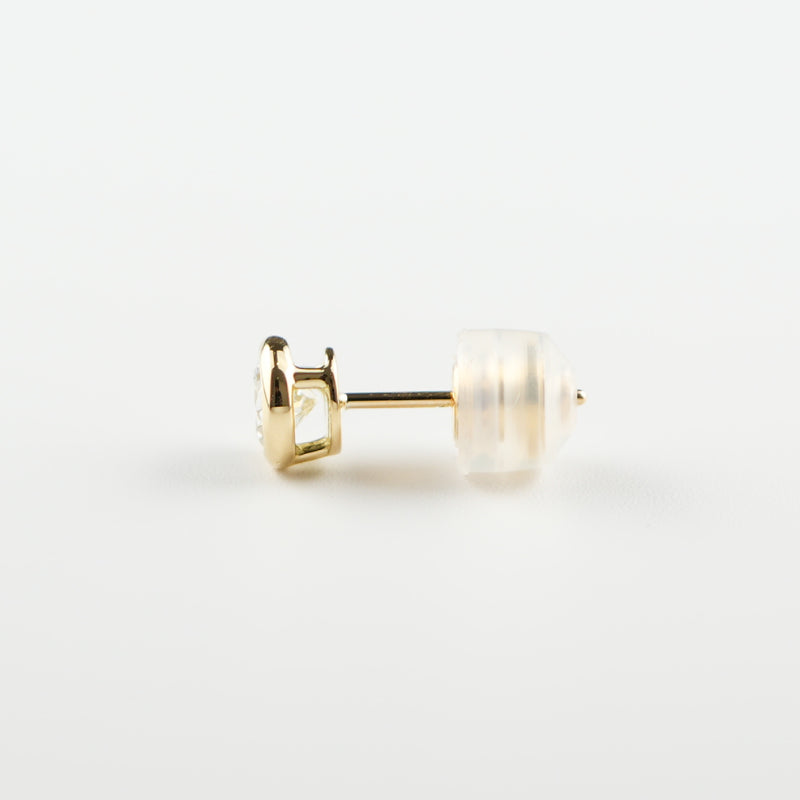 ピアス K18 フクリン留め 0.3ct ダイヤ付 片方 落ちにくいピアスキャッチ