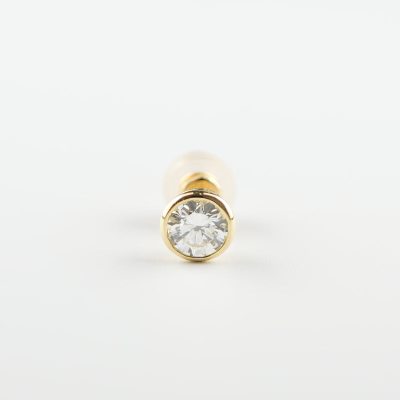 ピアス K18 フクリン留め 0.4ct ダイヤ付 片方 落ちにくいピアスキャッチ