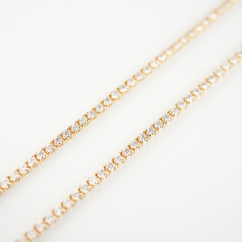 ダイヤモンドテニスネックレス ストレート K18枠 幅2.3mm 45cm トータル5.05ct カラー:G〜H クラリティ:VS-1〜SI-1 カット:EX〜VG ※ダイヤモンドのグレードは目安となります※