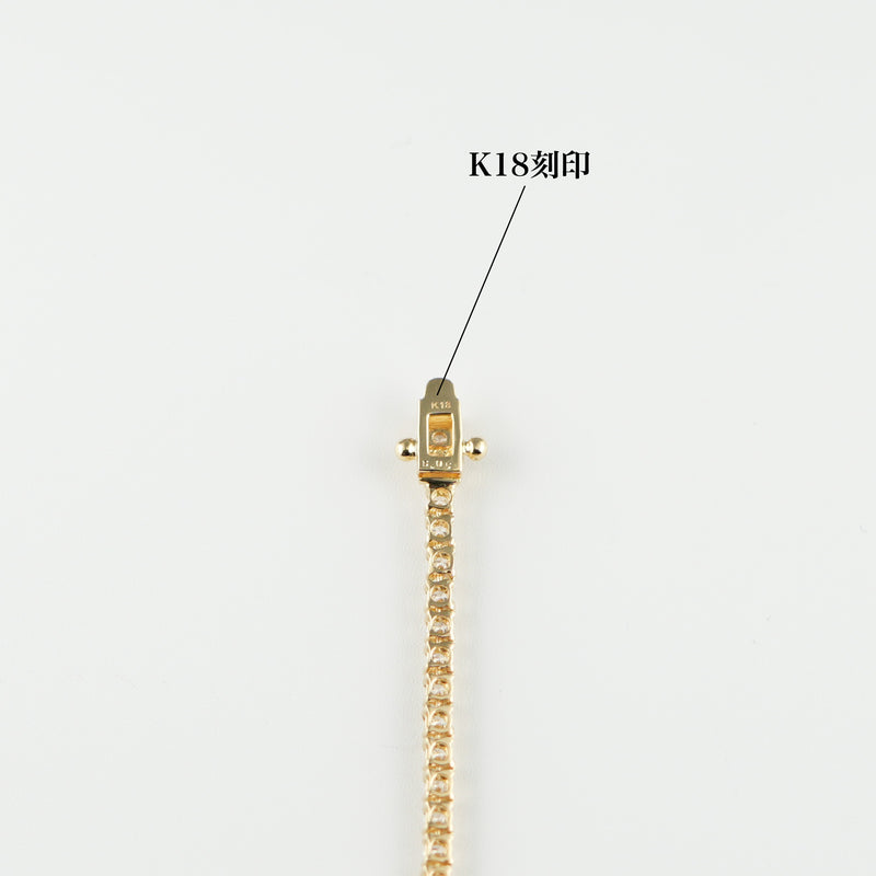 ダイヤモンドテニスネックレス ストレート K18枠 幅2.4mm 50cm トータル5.05ct カラー:G〜H クラリティ:VS-2〜SI-1 カット:VG ※ダイヤモンドのグレードは目安となります※