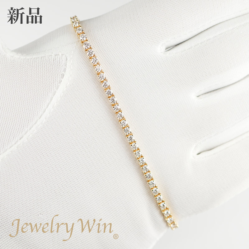 ダイヤモンドテニス ブレスレット ストレート K18枠 幅約2.7mm 18cm 