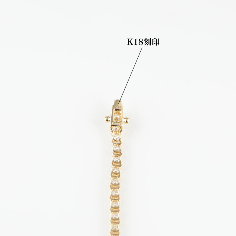 ダイヤモンドテニスネックレス ストレート K18枠 幅2.9mm 50cm トータル10.52ct カラー:G〜H クラリティ:VS-2〜SI-1 カット:VG〜G ※ダイヤモンドのグレードは目安となります※