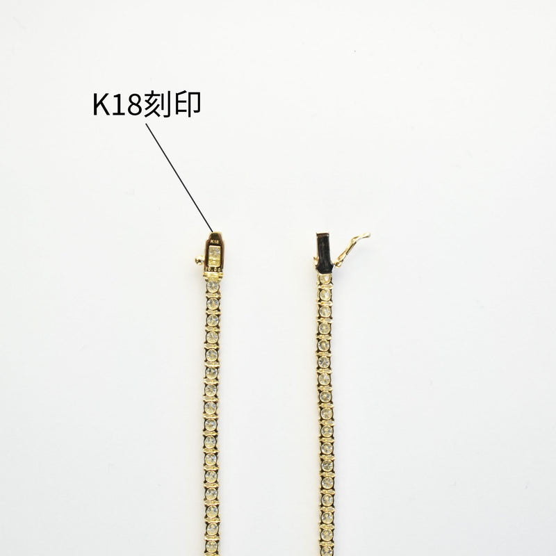 ダイヤモンドテニスネックレス ストレート K18枠 幅3.0mm 45cm トータル10.00ct カラー:G〜H クラリティ:SI-1〜SI-2 カット:VG〜G