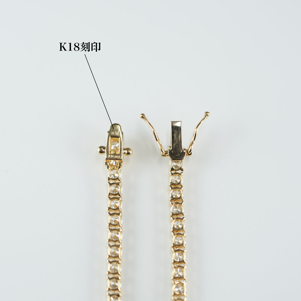 ダイヤモンドテニスネックレス ストレート K18枠 幅3.0mm 45cm