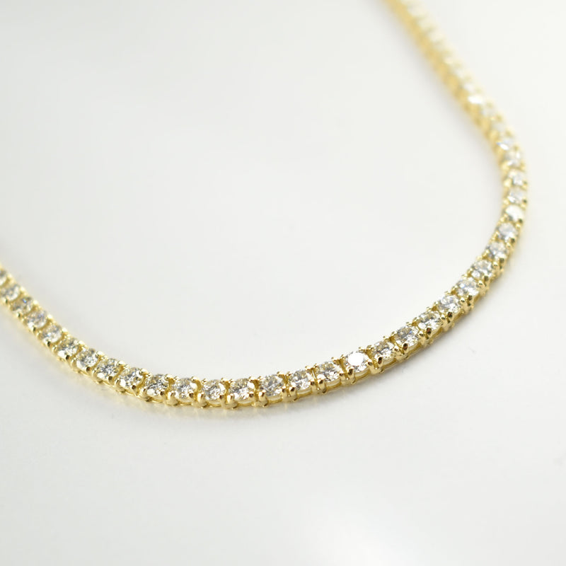 ダイヤモンドテニスネックレス ストレート K18枠 幅3.0mm 45cm トータル10.00ct カラー:G〜H クラリティ:VS-1〜SI-2 カット:VG〜G