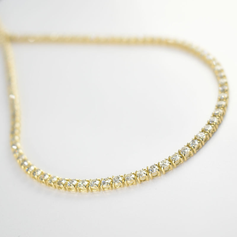 ダイヤモンドテニスネックレス ストレート K18枠 幅3.0mm 45cm トータル10.00ct カラー:H〜I クラリティ:SI-1〜I-1 カット:VG〜G