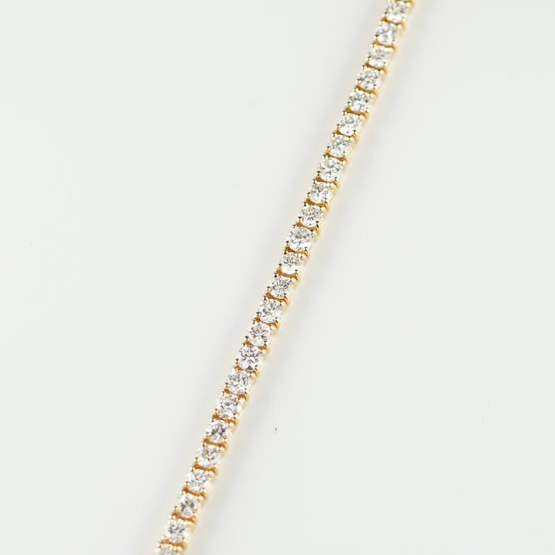 ダイヤモンドテニスブレスレット ストレート K18枠 幅3.4mm 18cm トータル5.00ct カラー:G〜H クラリティ:VS-2〜SI-2 カット:VG〜G ※ダイヤモンドのグレードは目安となります※