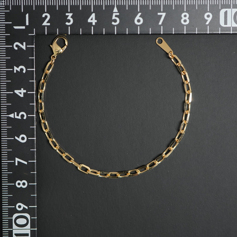 粗目小豆ブレスレット K18 幅3.4mm 1.0φ 16cm 小豆 チェーン