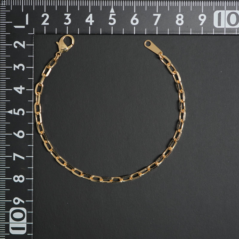 粗目小豆ブレスレット K18 幅3.4mm 1.0φ 17cm 小豆 チェーン