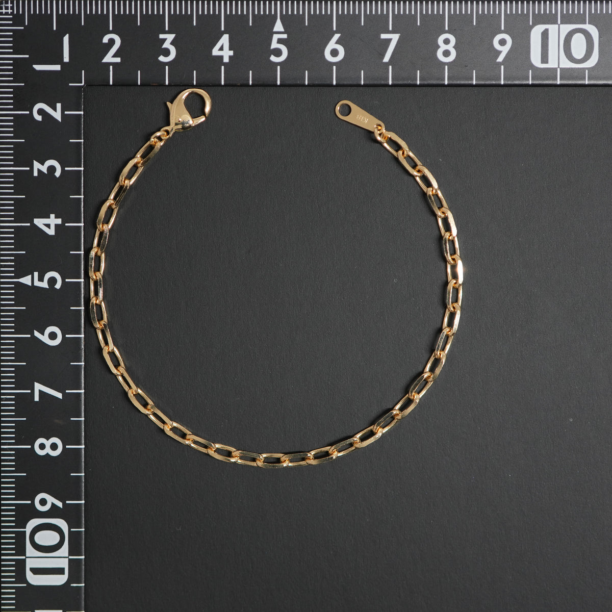 粗目小豆チェーン ブレスレット K18 幅3.4mm 1.0φ 18cm