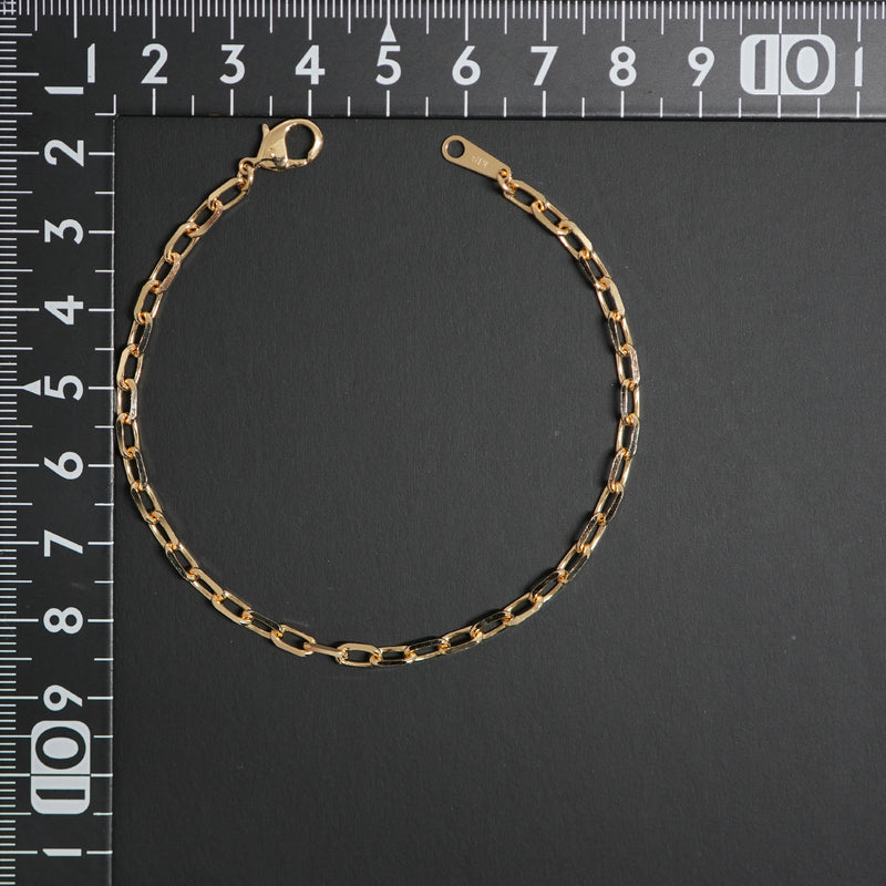 粗目小豆ブレスレット K18 幅3.4mm 1.0φ 19cm 小豆 チェーン