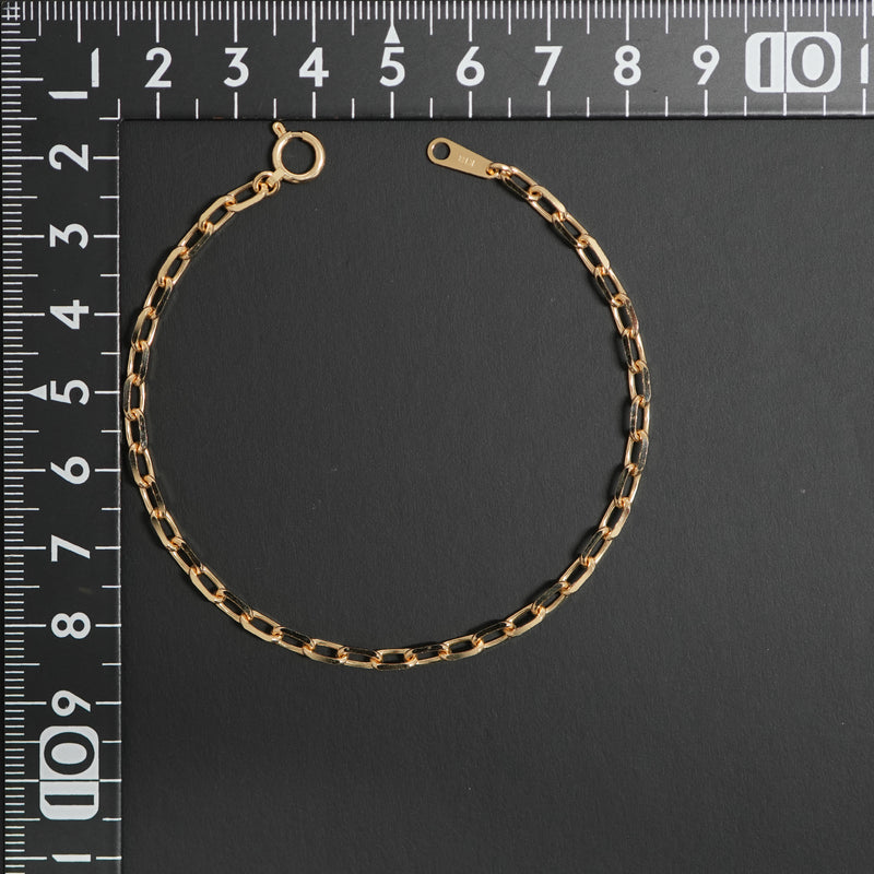 粗目小豆ブレスレット K18 幅3.4mm 1.0φ 19cm 小豆 チェーン