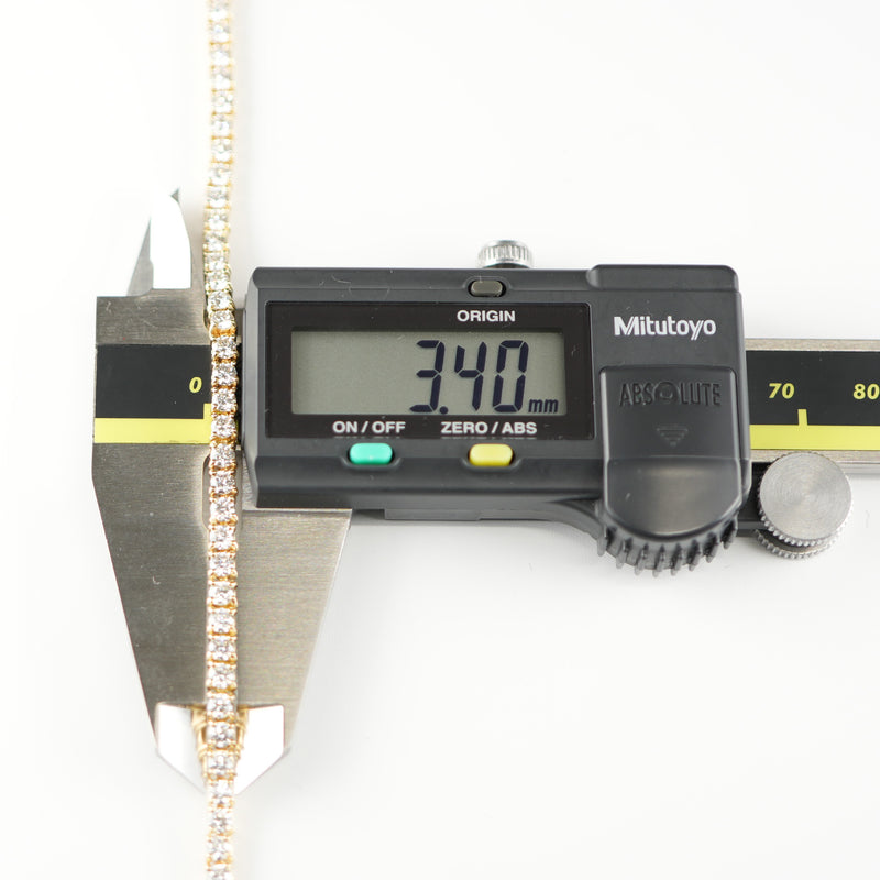 ダイヤモンドテニスブレスレット ストレート K18枠 幅3.4mm 20cm トータル5.21ct カラー:G〜H クラリティ:VS-2〜SI-1 カット:VG ※ダイヤモンドのグレードは目安となります※