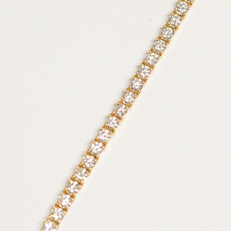 ダイヤモンドテニスブレスレット ストレート K18枠 幅3.4mm 20cm トータル5.21ct カラー:G〜H クラリティ:VS-2〜SI-1 カット:VG ※ダイヤモンドのグレードは目安となります※