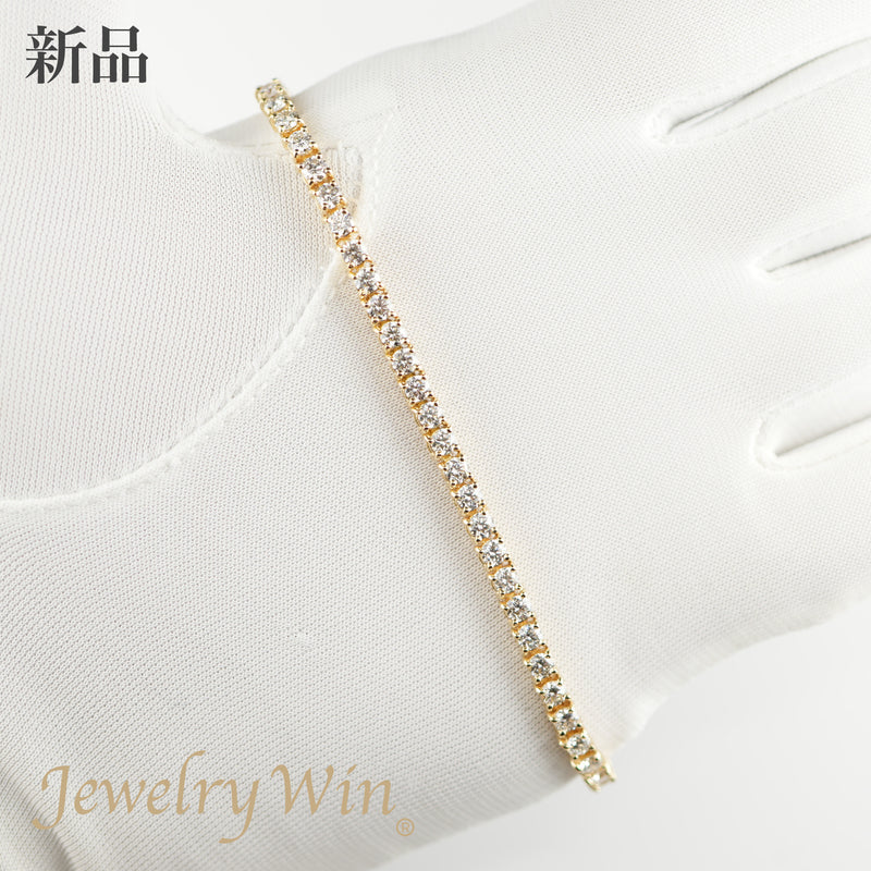 ダイヤモンドテニスブレスレット ストレート K18枠 幅3.4mm 20cm トータル5.21ct カラー:G〜H クラリティ:VS-2〜SI-1 カット:VG ※ダイヤモンドのグレードは目安となります※
