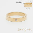リング 平打ちリング K18 幅3.5mm ダイヤ付