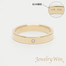 リング 平打ちリング K18 幅3.5mm ダイヤ付